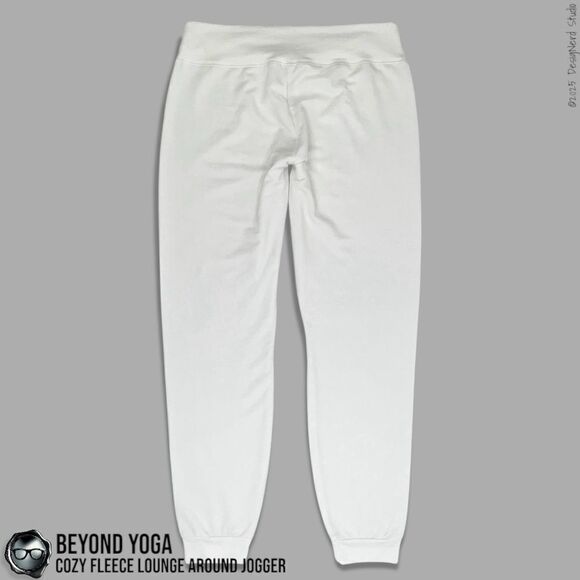 BEYOND YOGA COZY FLEECE LOUNGE AROUND MIDI JOGGER SWEATPANTS IN WHITE MODAL XL - Picture 2 of 10